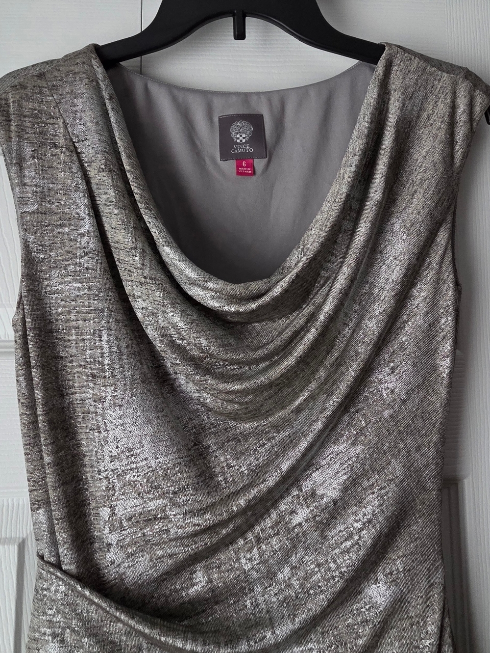 Vince Camuto Metallic Cowl-Neck Dress Size 6. Like New. See Description. - Picture 4 of 12